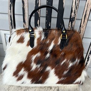 Tricolor (brown, black and white) Cowhide Bag